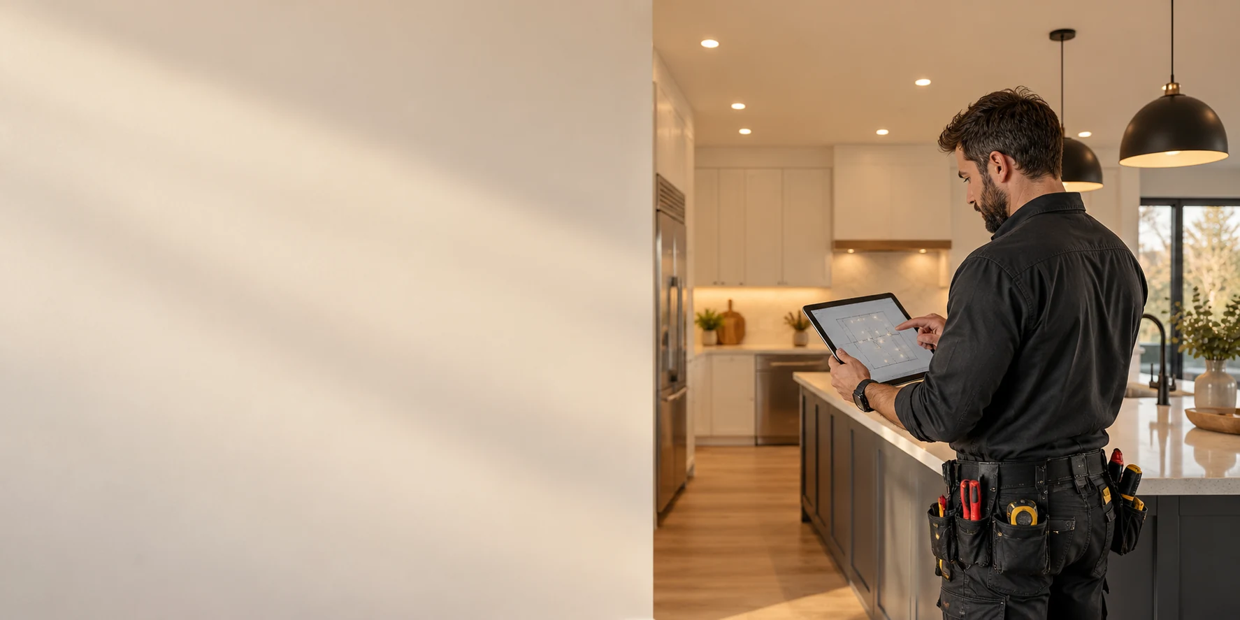 Illustrative residential electrical service scene for blog