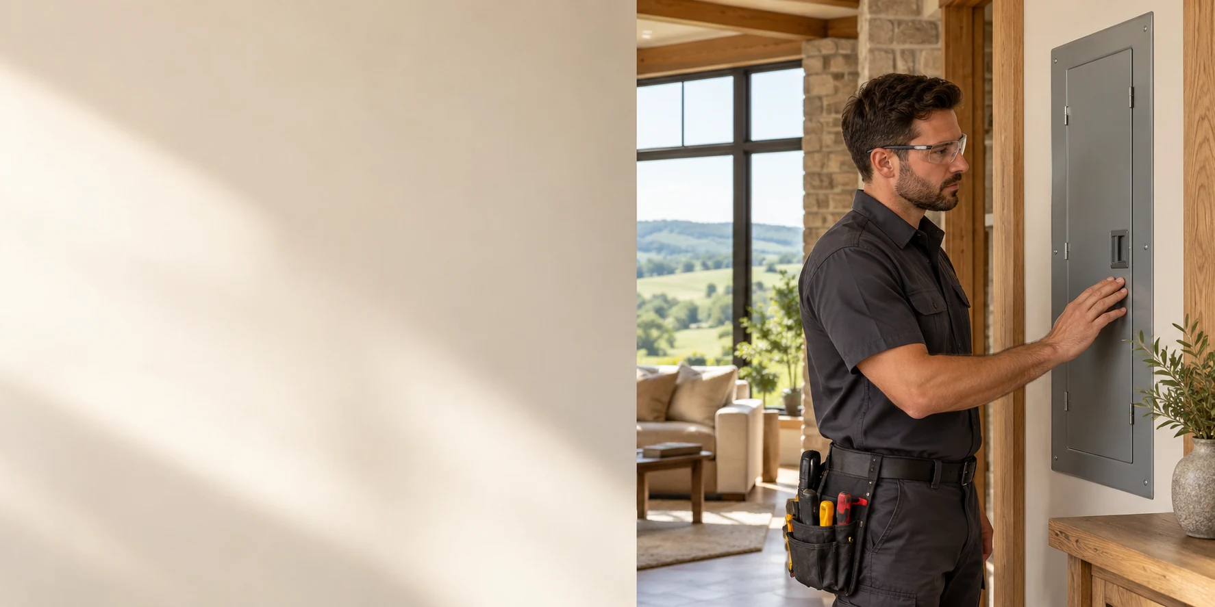 Illustrative residential electrical service scene for Caledon